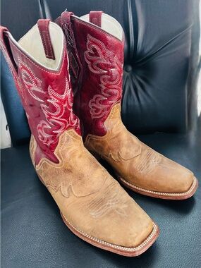 J.B. Dillon Two-Tone Red Shaft and Brown Foot Cowboy Boots